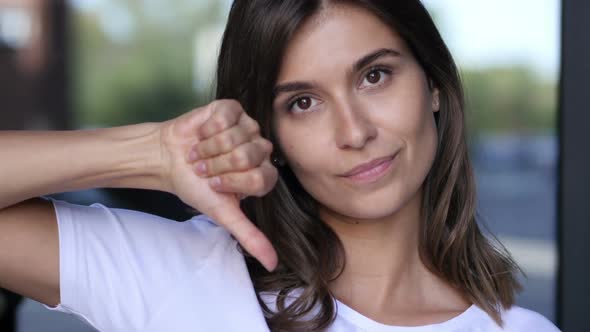 Thumbs Down by Female, Beautiful Girl Portrait
