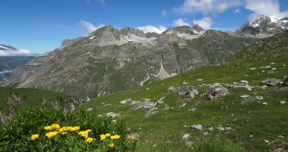 Climbing to the Iseran Pass, Savoie department, France, In the backgroung is the mount Pourri.