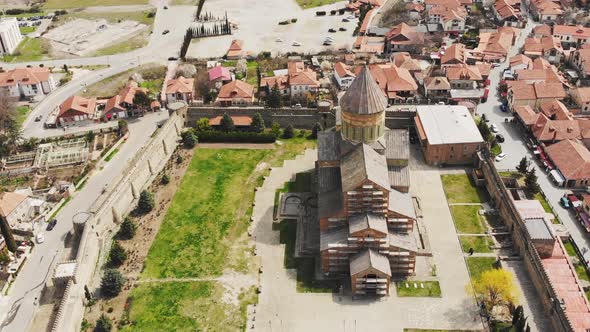 Aerial View Reconstruction Site Of Mtskheta Orthodox Church