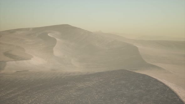 Aerial View on Big Sand Dunes in Sahara Desert at Sunrise