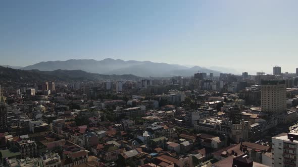 Panoramic Cityscape View of Batumi with Huge Mountains on the Horizon