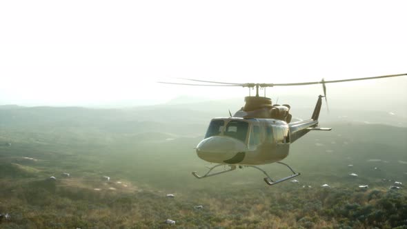 Slow Motion United States Military Helicopter in Vietnam