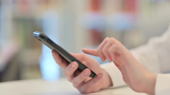 Woman Hands Browsing Smartphone Close Up