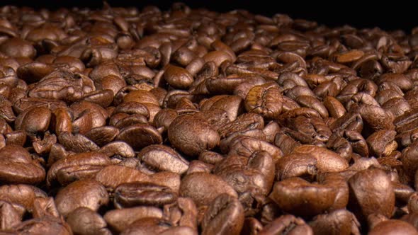 Coffee Beans Close-Up, Rotating, Background.