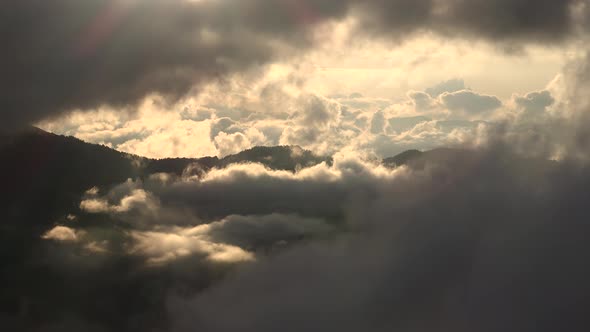 Cloud Layers in Forested Mountains in the Morning