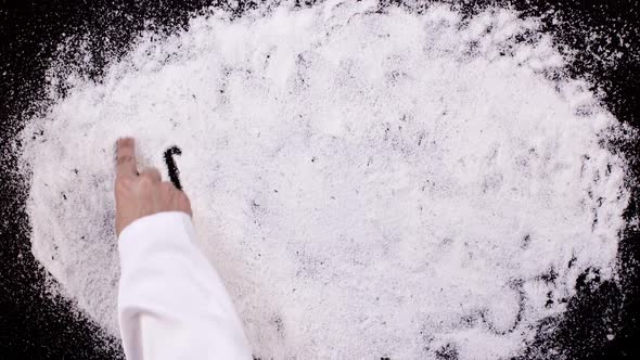 Salt Writing on Black Surface  Pork