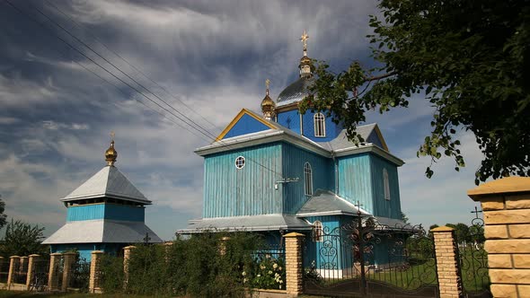 Ancient Wooden Orthodox Church of Transfiguration in Village Ukraine