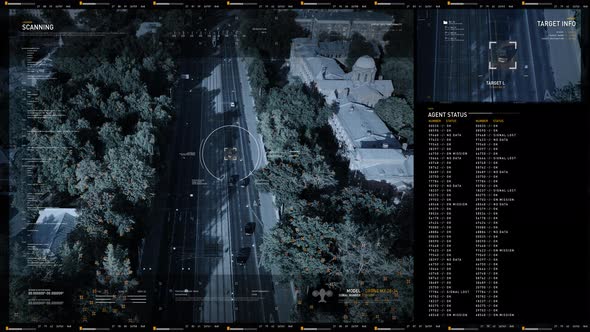 Secret Agent Software. Scanning a Moving Car. Drone Footage. User Interface alt