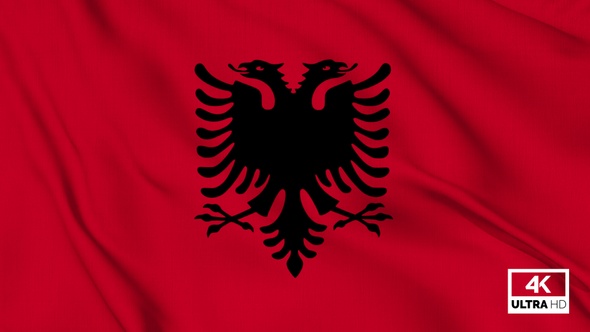 Albania Flag Waving Slowly Looped