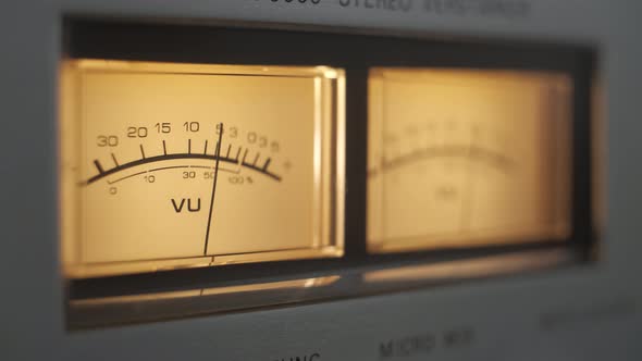 Audio Signal Levels Monitoring Audio Console on Classic Sound Amplifier