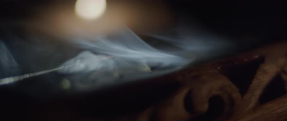 Macro shot of white smoke of incense