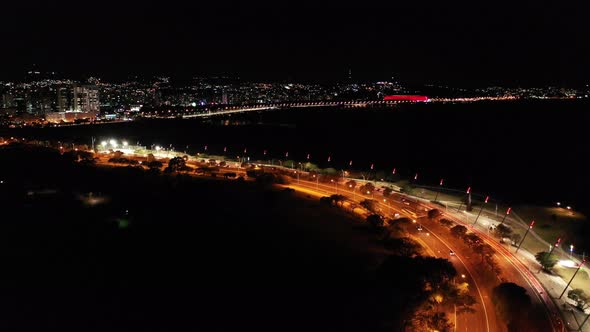 Night landscape of downtown Porto Alegre Rio Grande do Sul Brazil.