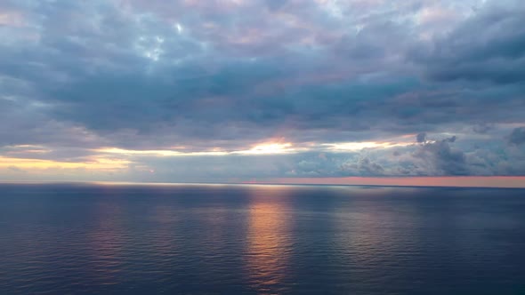 Colorful Sunset Over the Sea Aerial View 4 K Alanya Turkey