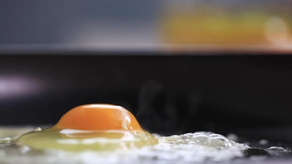 Egg Frying in a Pan Skillet