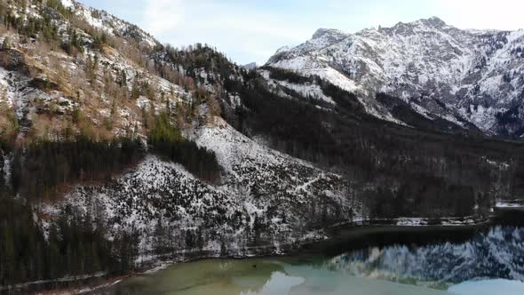 Beautiful Winter Landscape on the Lake Offensee in the Mountains in Upper Austria Salzkammergut