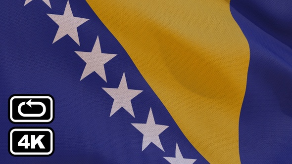 Bosnia And Herzegovina Flag 4K Seamless Loop