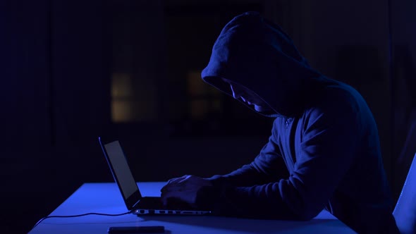 Hacker Using Laptop Computer for Cyber Attack 3