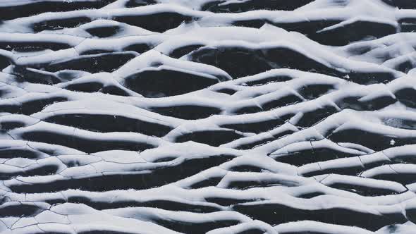 Ice textures on Moosehead Lake. Maine. USA. Aerial vertical