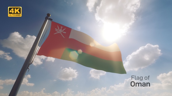 Oman Flag on a Flagpole V2 - 4K