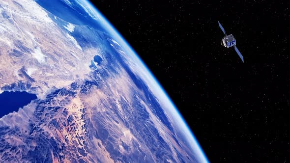 Space Satellite Exploring The Surface Of The Earth alt