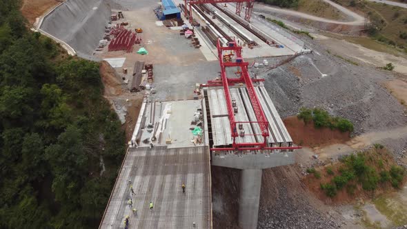 Building Bridge Via Workers Aerial