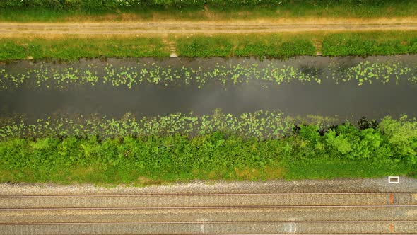 Top-down view over irish water canal