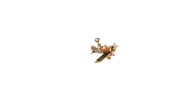 3D Gold Man Airplane  Looped on White alt