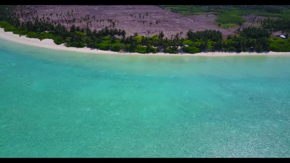Aerial top down tourism of idyllic sea view beach trip by blue ocean and clean sand background of a 