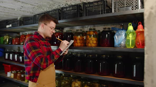 The Farmer in the Basement Conducts an Inventory of Harvested Vegetables and Fruits