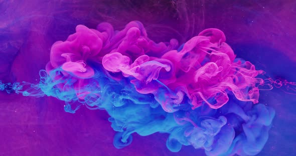 Color Fluid Mix Smoke Cloud Motion Pink Blue Ink