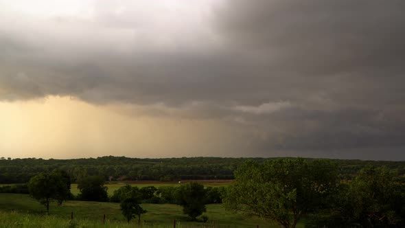 Lightning striking the ground during severe thunderstorm in Oklahoma