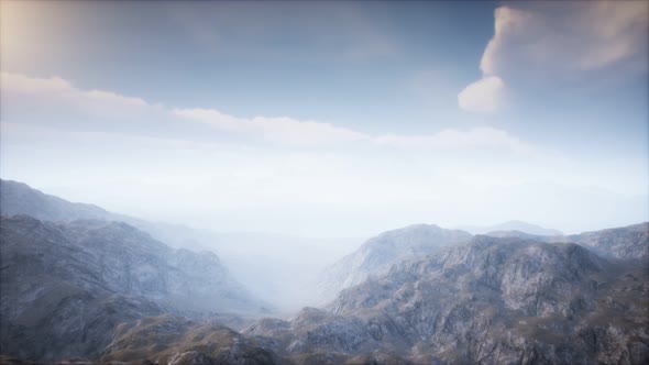 Volcano Crater Landscape with Fog