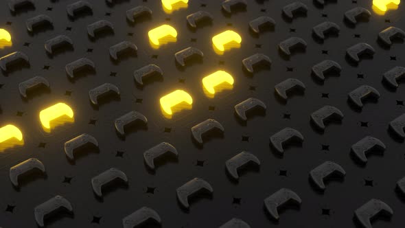 Black joysticks on a black textured surface