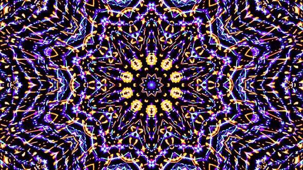 Bright abstract light governing full color, kaleidoscope, black background