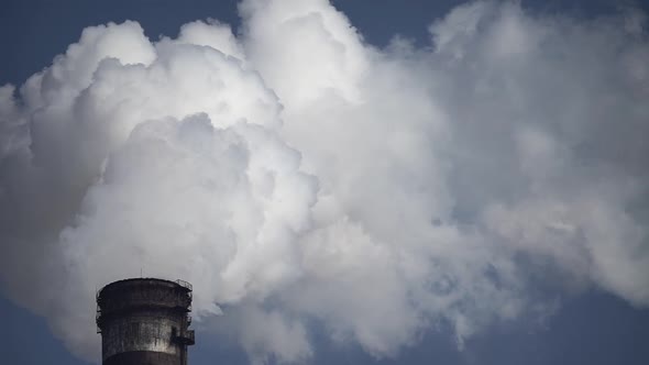 Smoke Comes From the Chimney. Air Pollution. Slow Motion. Ecology. Kyiv. Ukraine