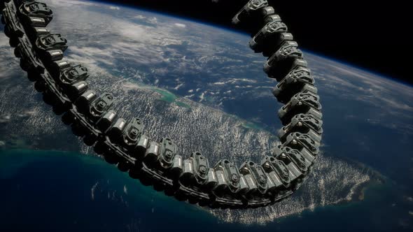 Futuristic Space Station on Earth Orbit alt