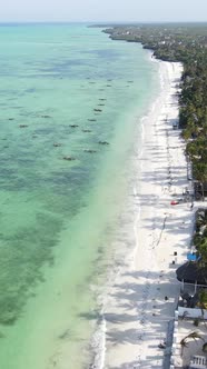 Vertical Video of the Ocean Near the Coast of Zanzibar Tanzania