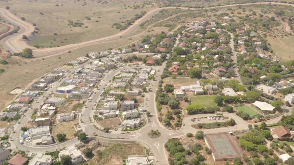 Kibbutz, a cooperative agricultural community in Northern Israel, Aerial view.