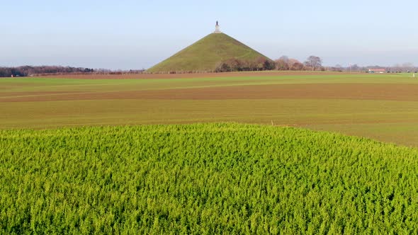 Aerial view of The Lion's Mound, Waterloo, Belgium