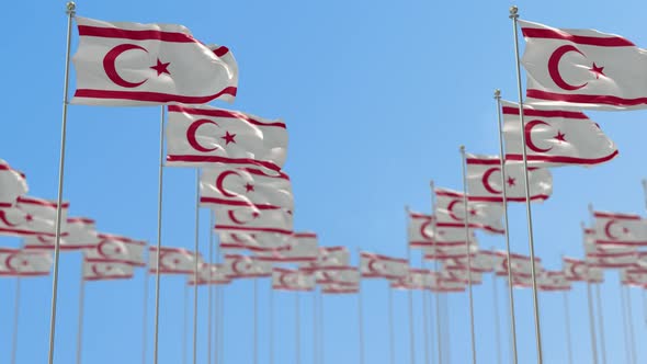 Turkish Republic of Northern Cyprus Row Of National flags Walk Throw Animation