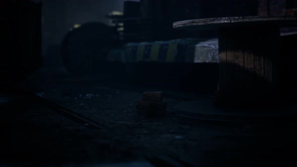 Frightening Abandoned Factory at Night alt