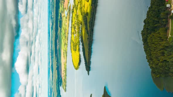 Vertical Vertical Shot Time Lapse Dronelapse Hyperlapse Of Residential Area With Houses In