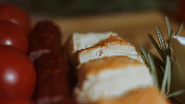 Flat Lay of Cheese and Meat Platter