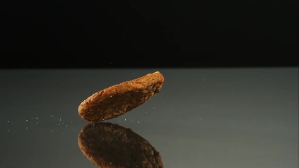 Cookies falling and bouncing in ultra slow motion 