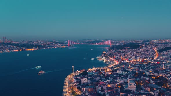 ISTANBUL STRAIT AND BRIDGE NİGHT VIEW, TURKEY