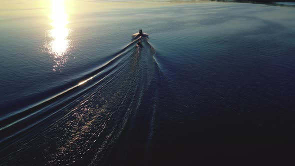 Landscape of the River, Speed Boat on the River