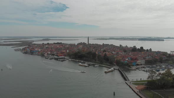 Aerial view. Burano island with colorful house. Venice, Italy.