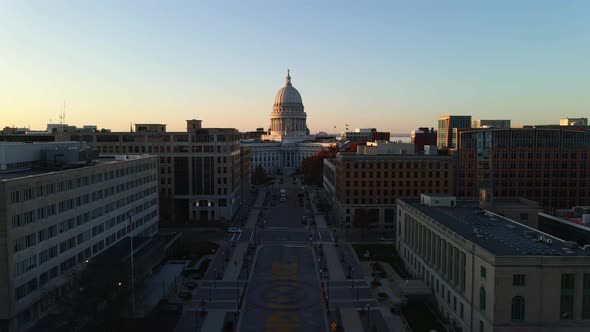 aerial footage madison wisconsin state capitol