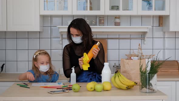 Mother Disinfecting Products Near Daughter