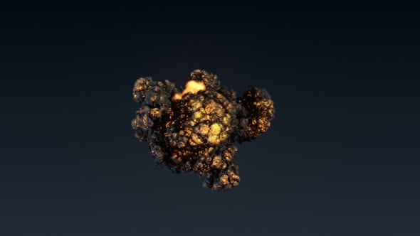 Explosions And Blasts. Explosion Spark And Particles Moves In Isolated Black Background,